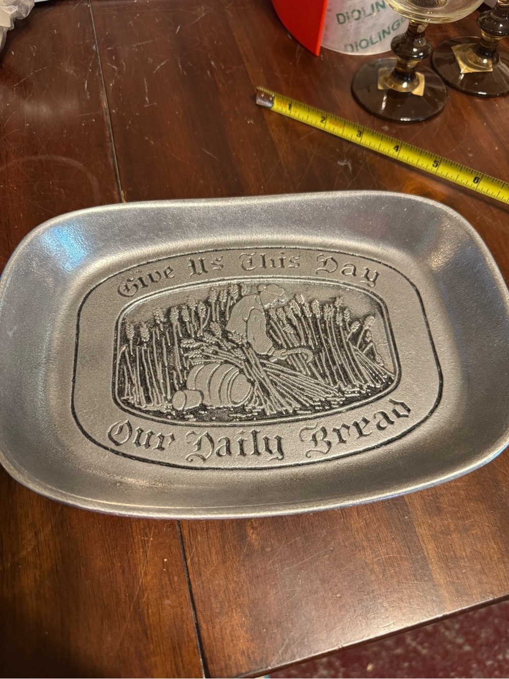 Wilton Embossed 'Our Daily Bread' Metal Serving Tray - Silver